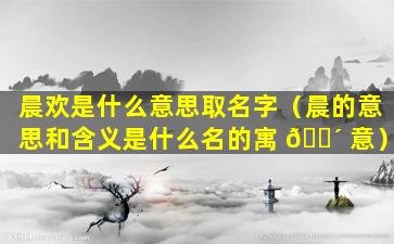 晨欢是什么意思取名字（晨的意思和含义是什么名的寓 🐴 意）